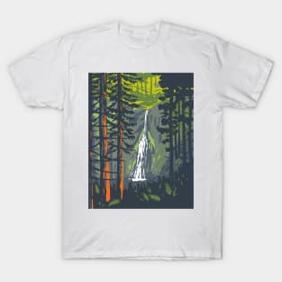 Marymere Falls in Olympic National Park Washington State WPA Poster Art T-Shirt